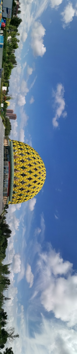浠水县著名建筑位于月湖公园旁浠水杂技馆浠水人都爱称之为大菠萝