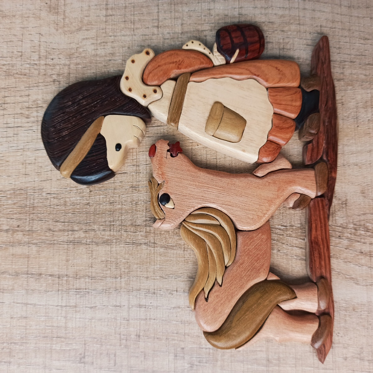 木拼画,滨州艺人韩福友的作品2020年8月18日 随拍滨州.博物馆