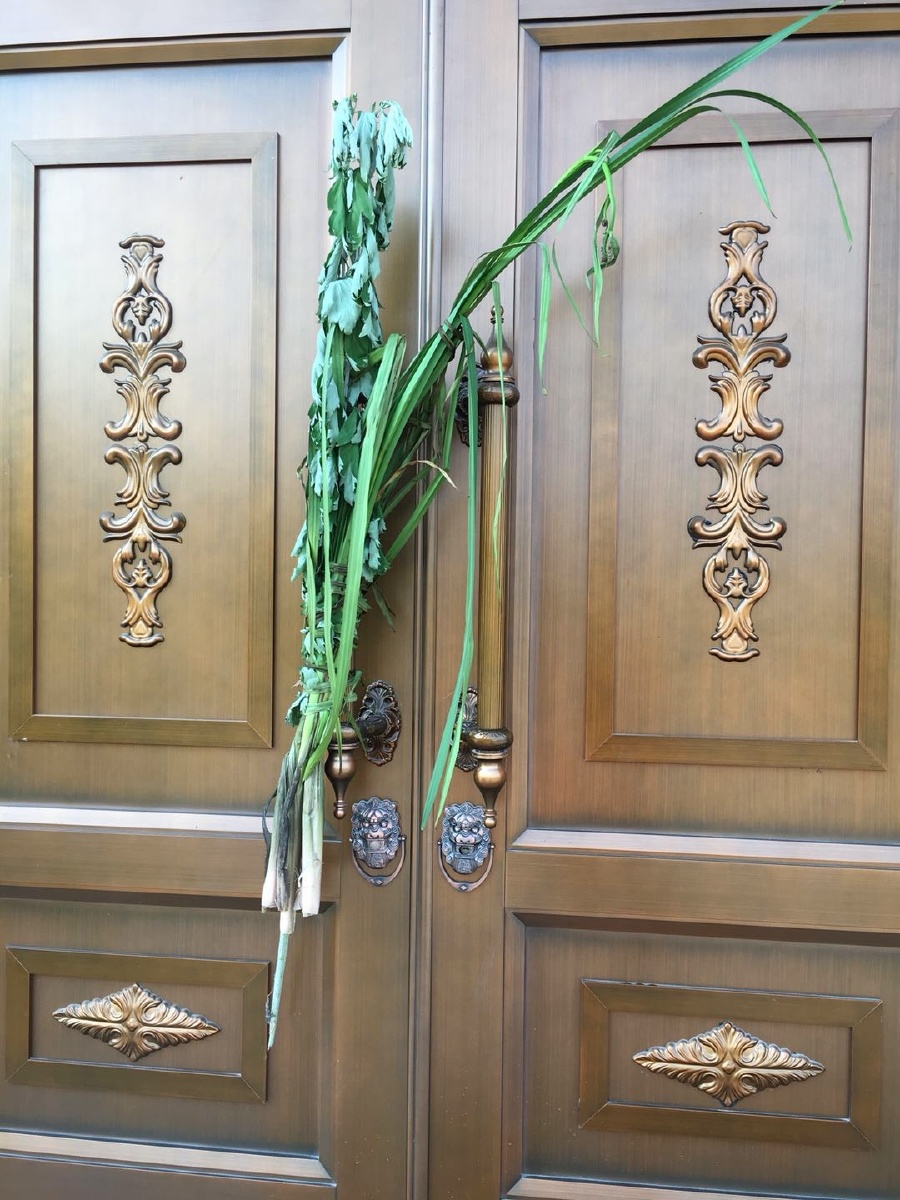 端午节门上挂艾草菖蒲