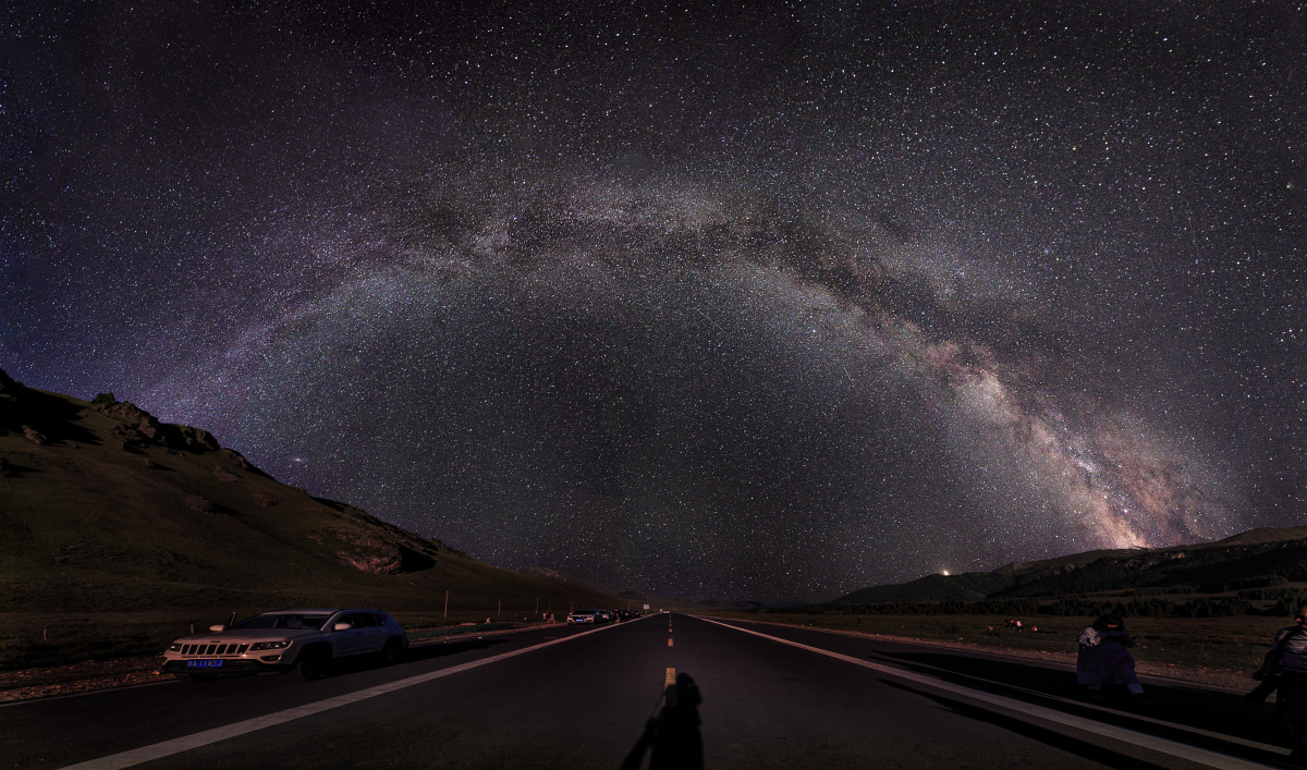 公路,星空,银河