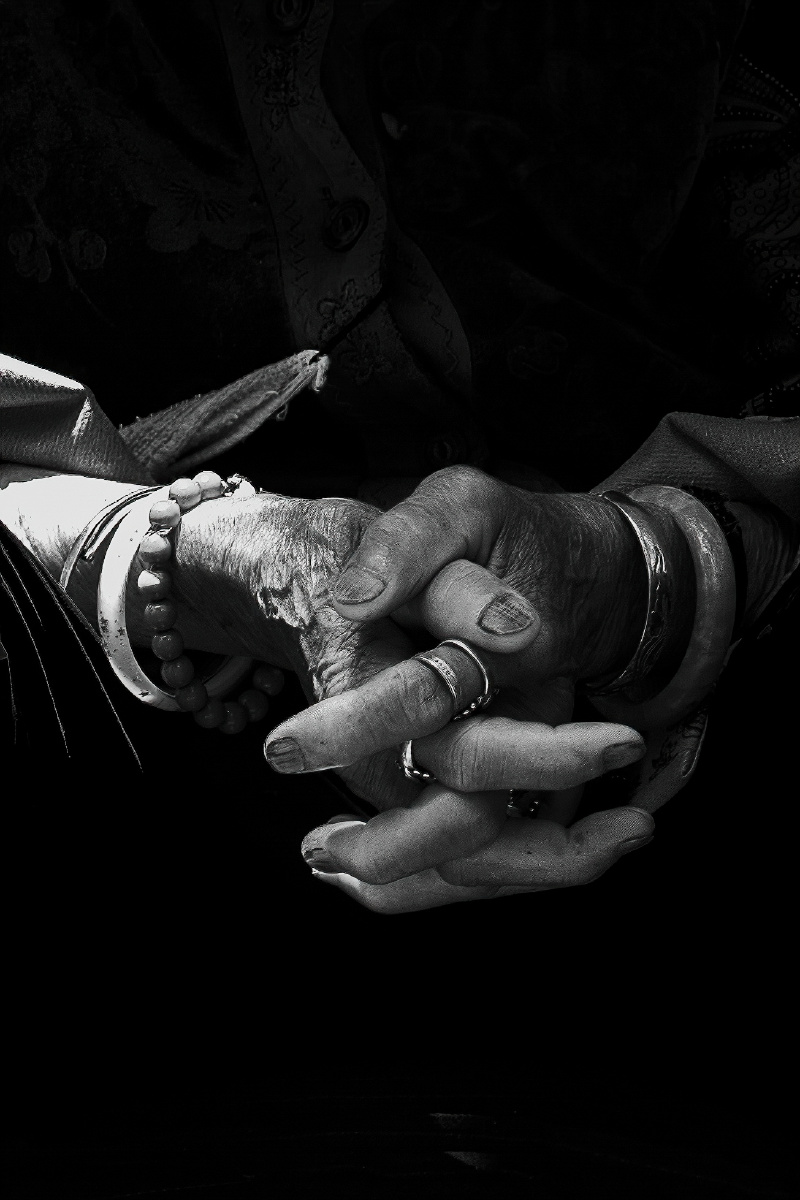 卖菜老人的双手她的双手虽有饱经风霜的痕迹但爱美丽的心永远不会随