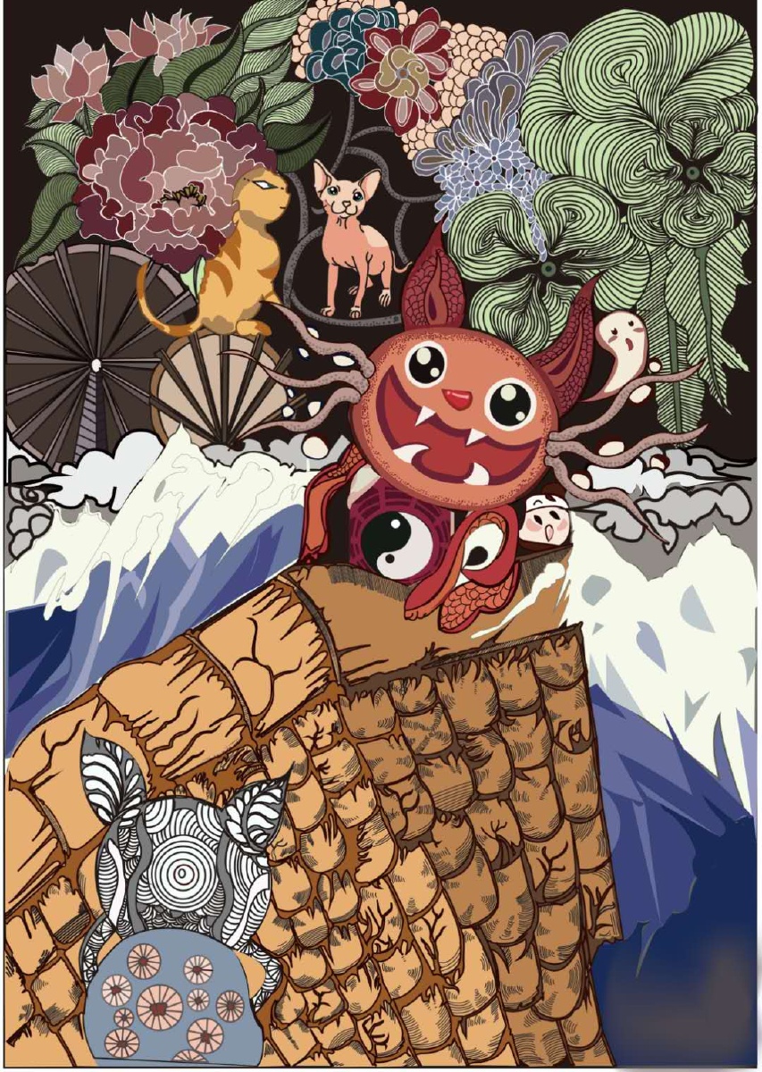 民族插画作品瓦猫