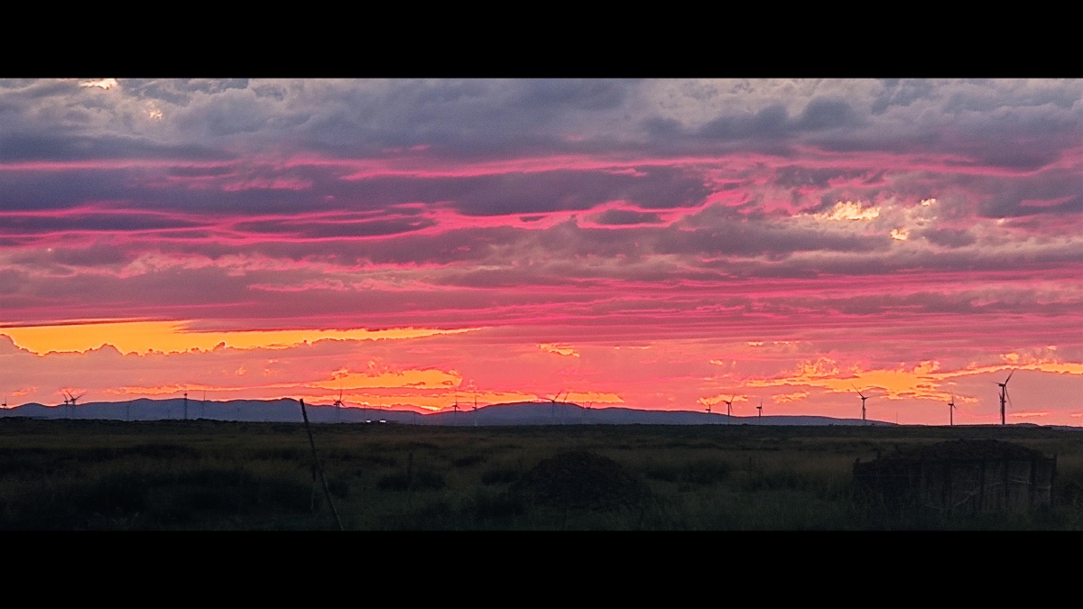 粉色的天夕阳西下