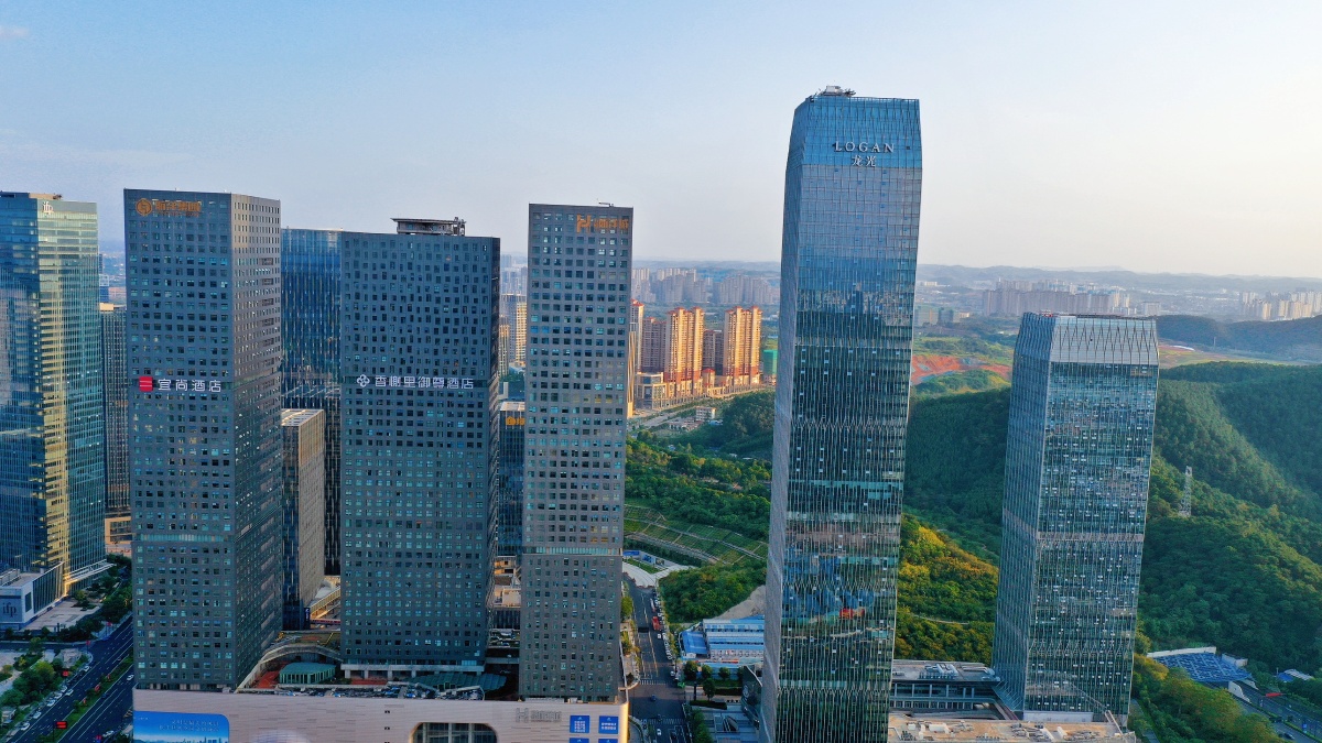 广西南宁五象新区金融街航拍美景