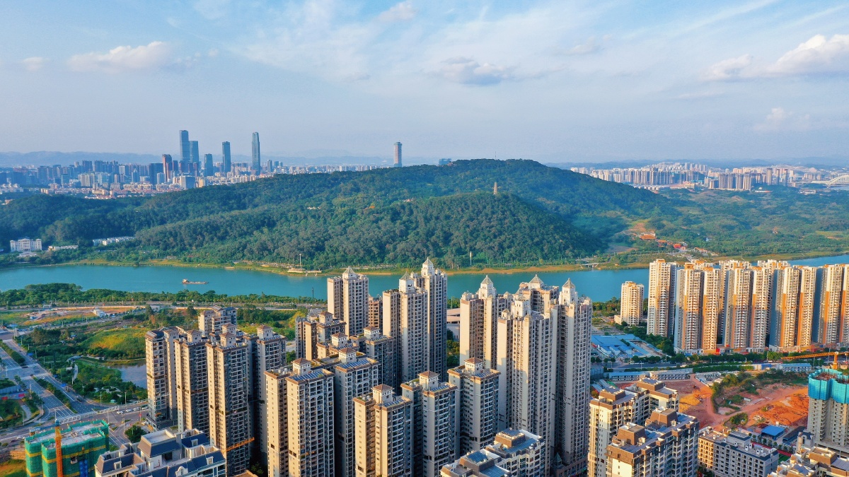 广西南宁五象新区金融街航拍美景