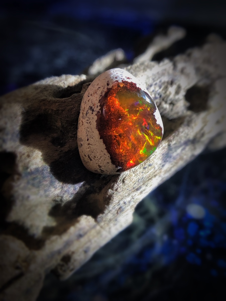 墨西哥围岩火欧泊木头是在海边捡的