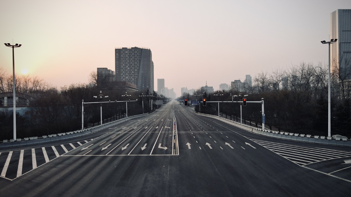 石家庄冷清的街道