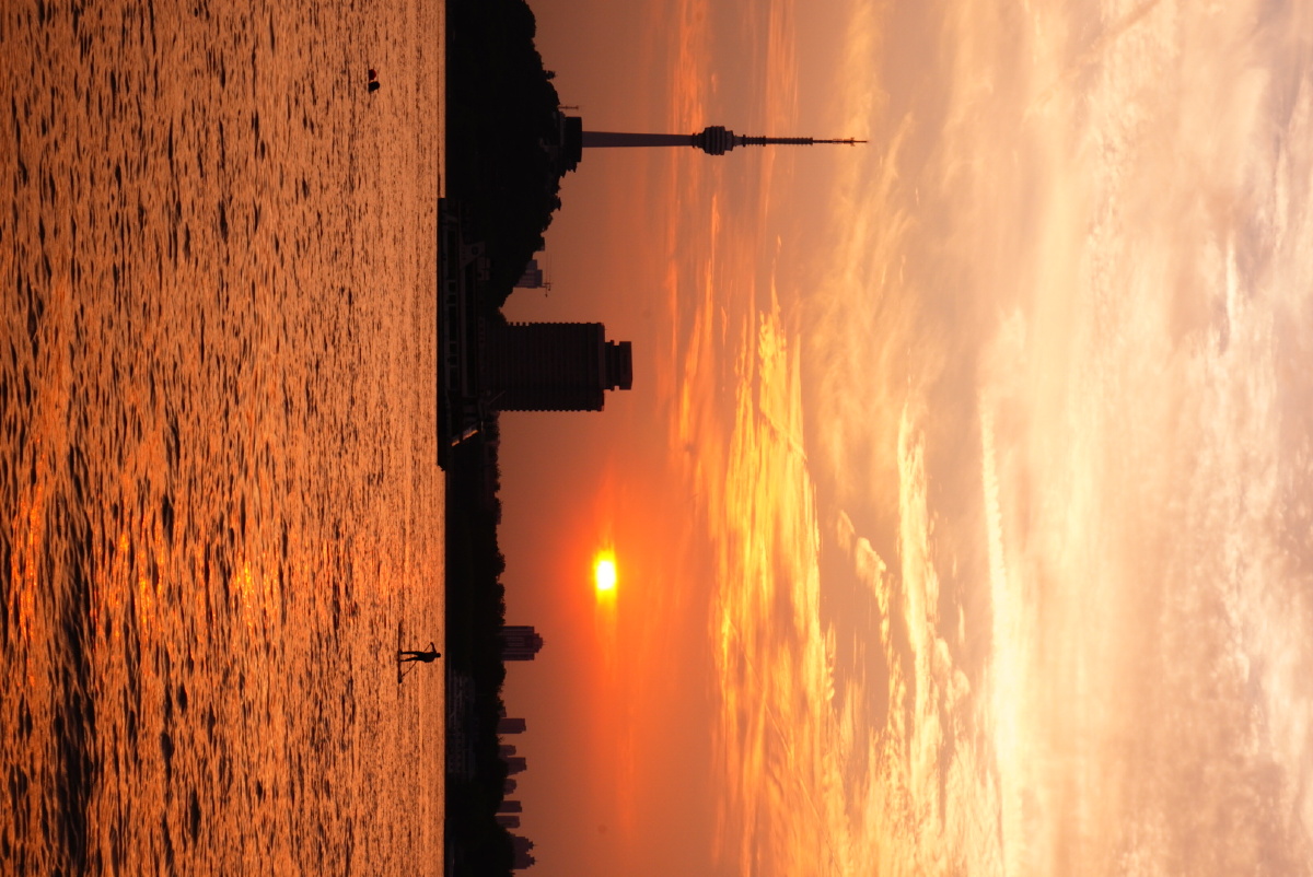 武汉武昌江滩日落