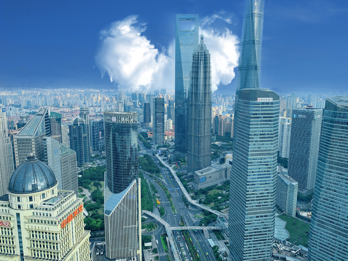 东方明珠俯瞰大上海