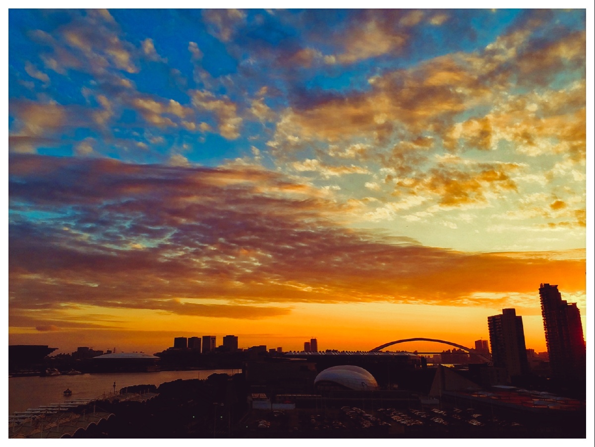 上海黄浦江晚霞