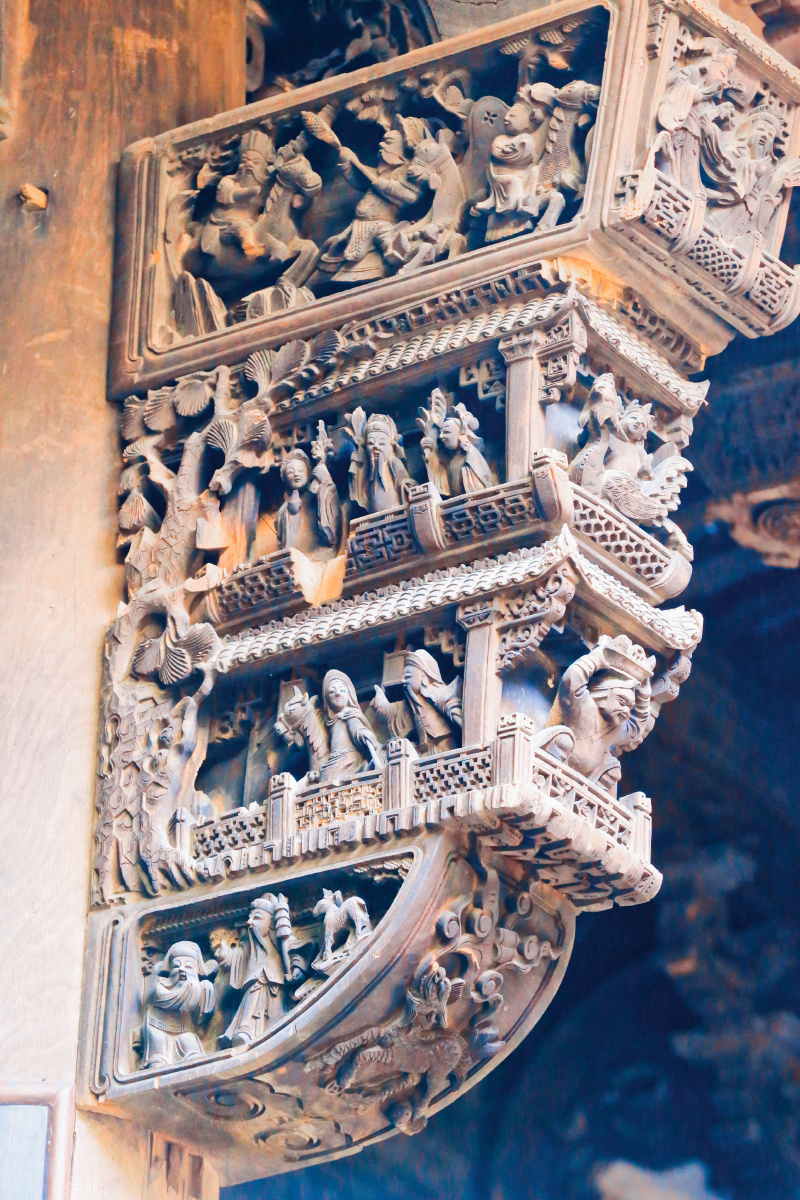 两组古代建筑的牛腿古代雕刻工艺太精湛了摄于龙游民居苑