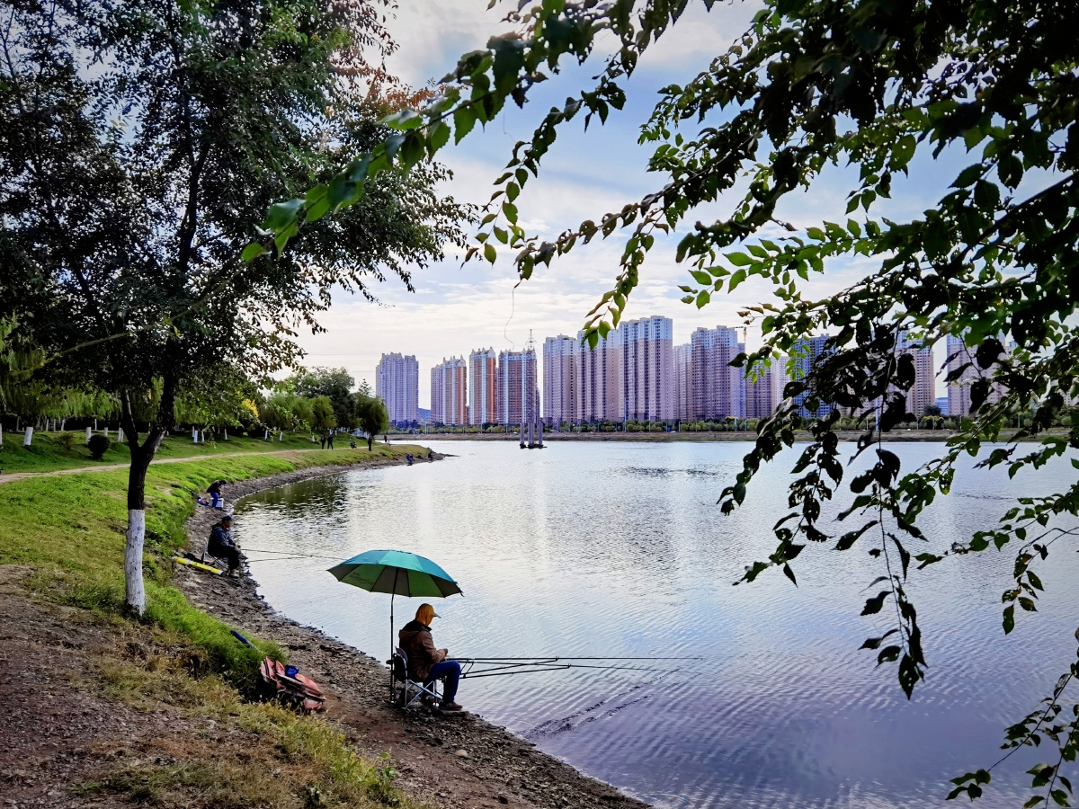 沉心静气钓寂寞锦州小凌河畔