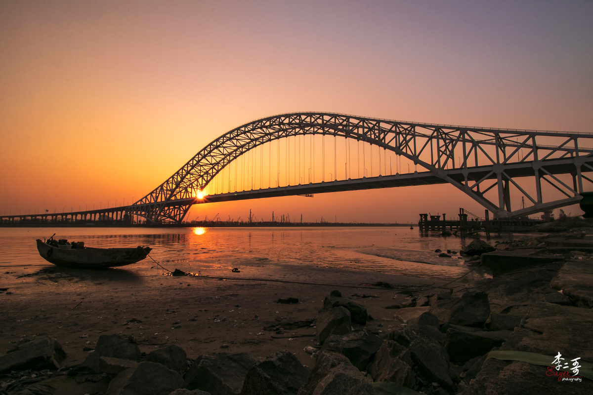 大桥夕阳 取景珠海横琴二桥