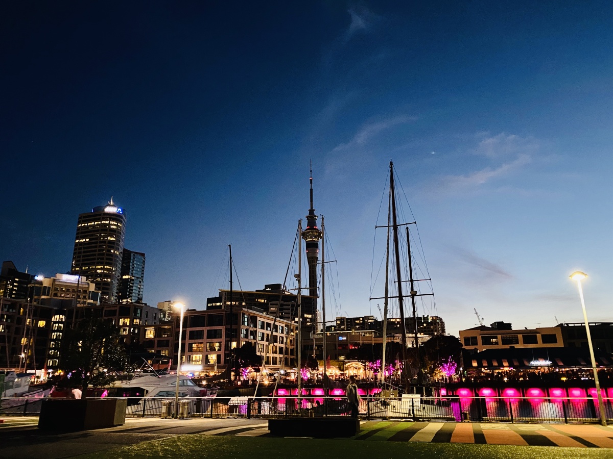 新西兰奥克兰海港码头夜景