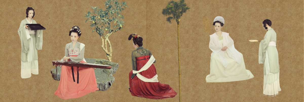 调琴啜茗图抚琴女复原置琴曲几上慵坐但含情何烦故挥弄风弦自有声