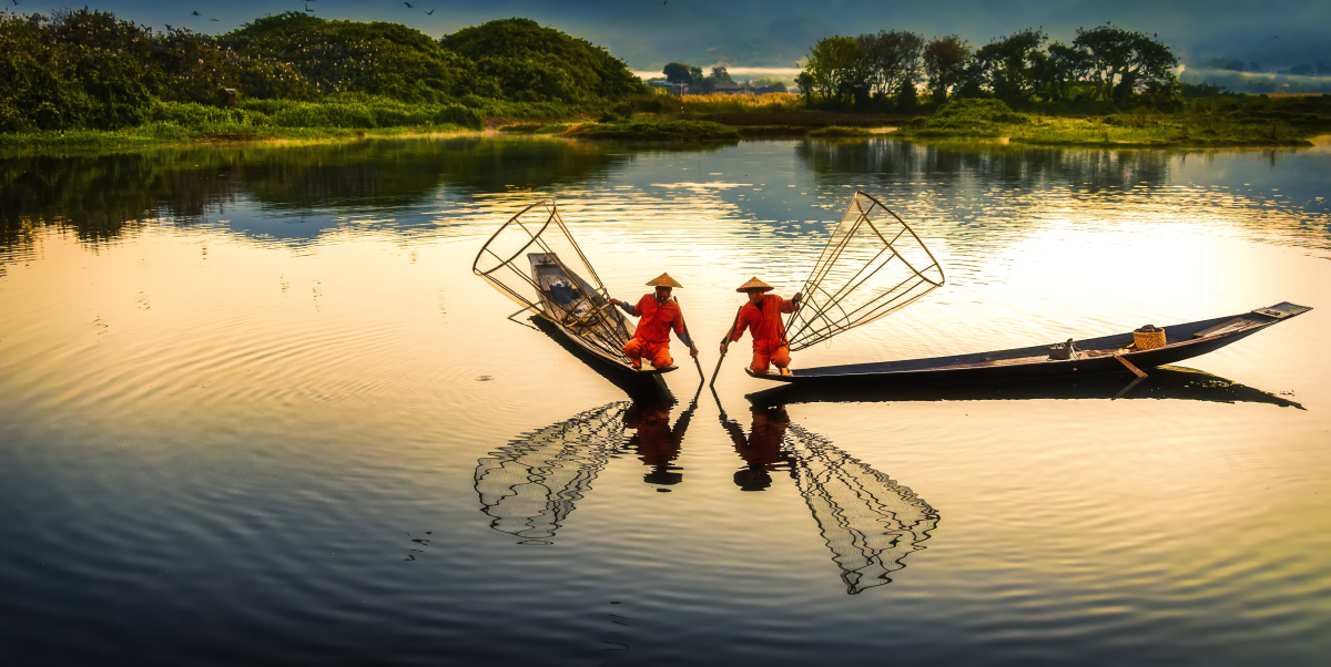 行摄缅甸茵莱湖上别具一格的渔夫捕鱼简直就是优美的舞蹈