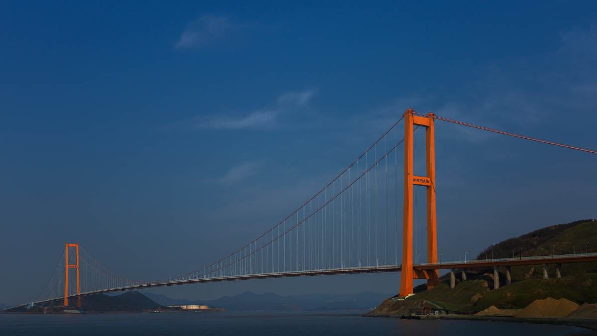 西堠门大桥,拍摄于2016年3月.