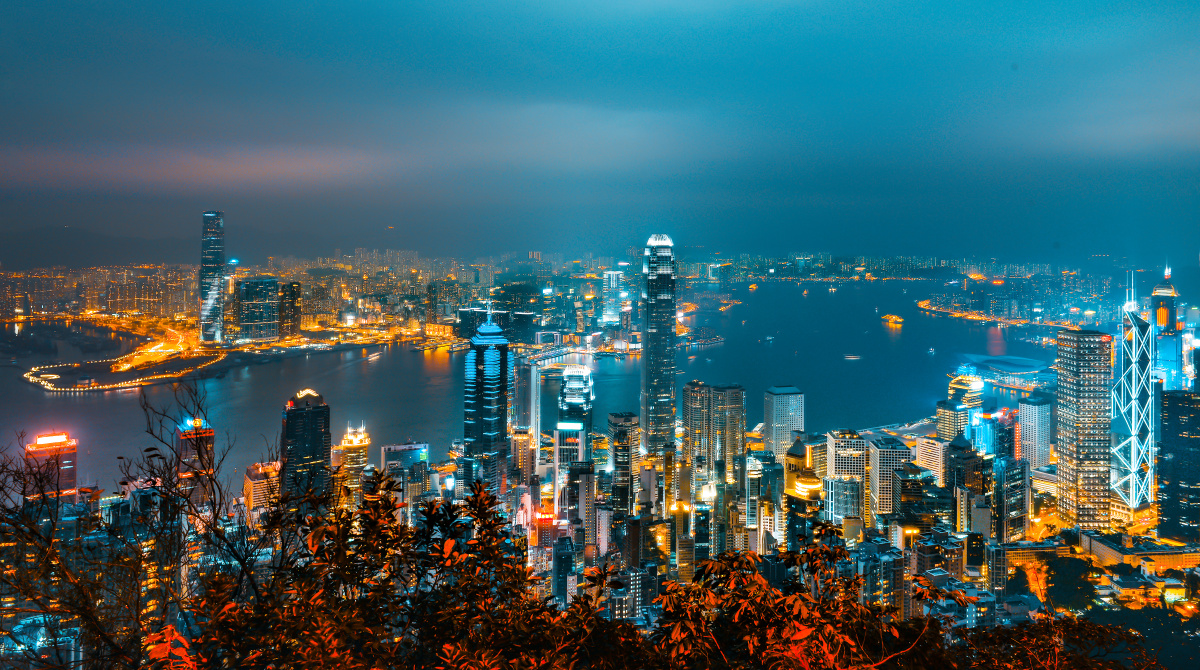 香港维多尼亚港湾夜景