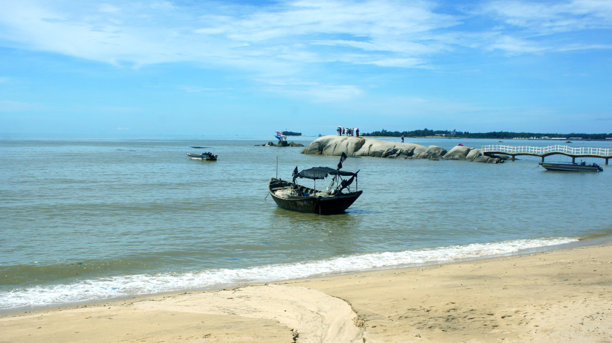 拍大海玩码头广西钦州沙井港