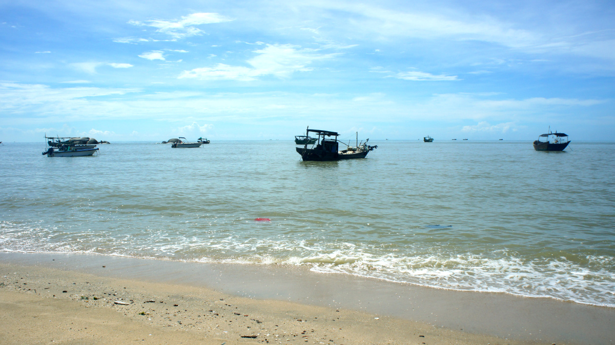 拍大海玩码头广西钦州沙井港