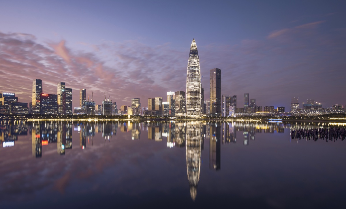 深圳湾公园反射天际线闪迪相机组夜景城市建筑大赏深圳城市风光睛典