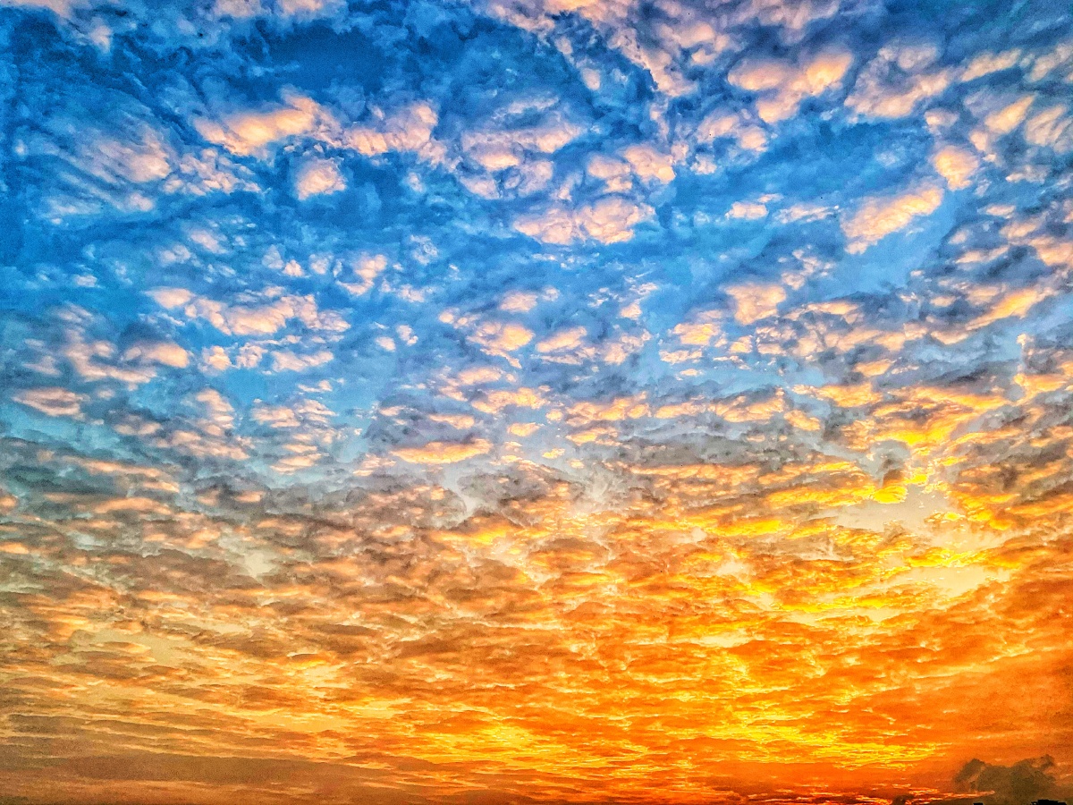 天空,傍晚,夕阳,云彩,金色