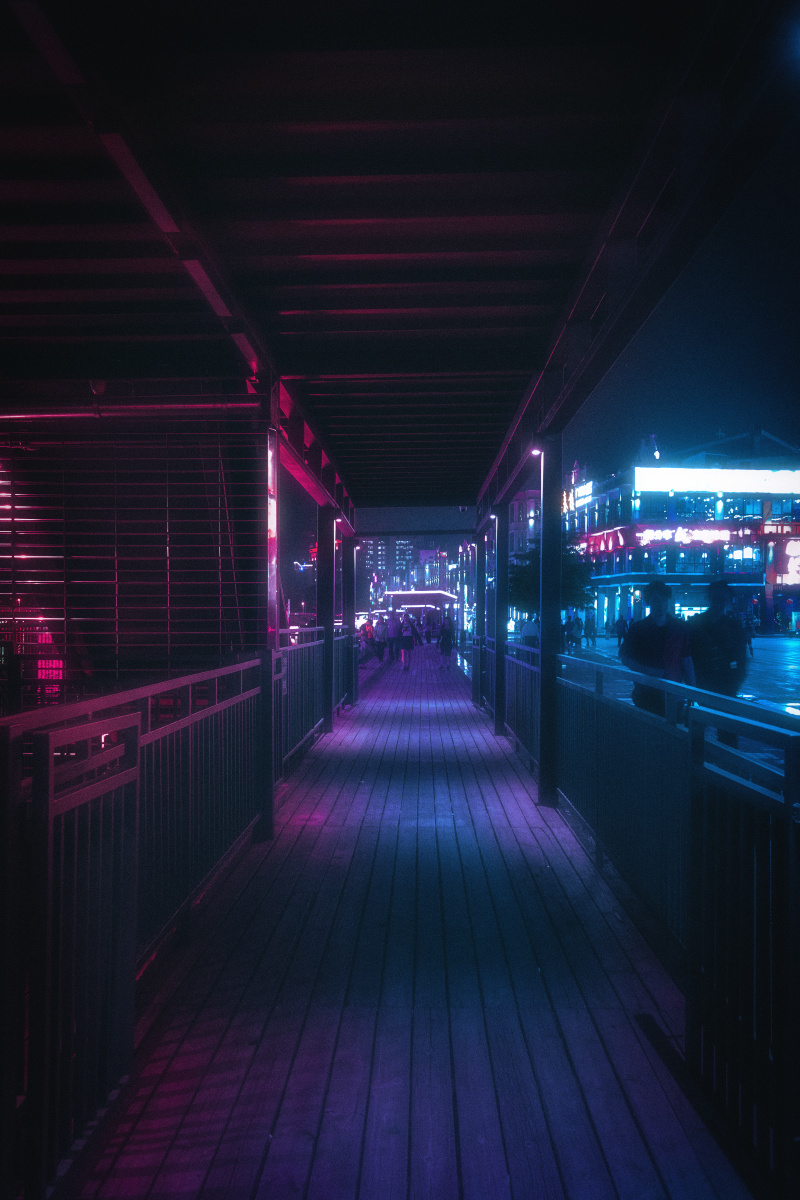 赛博朋克之城韶关夜景科幻世界