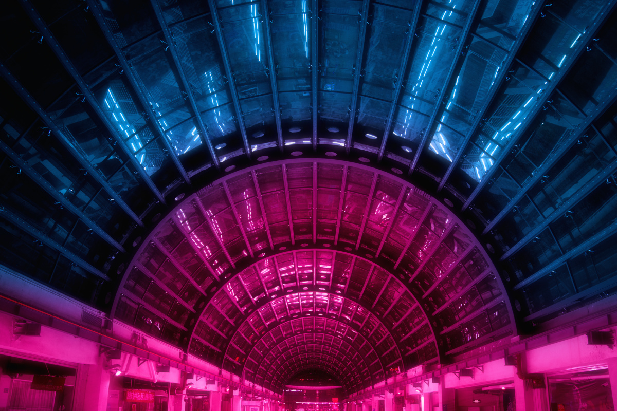 赛博朋克之城韶关夜景科幻世界