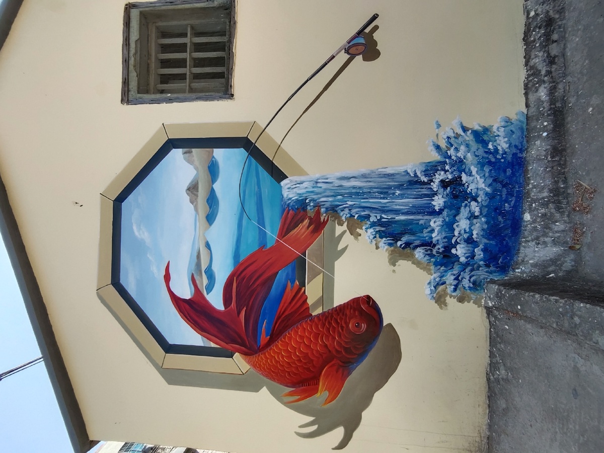 妈屿很多彩绘墙不错不错海景也是很一流