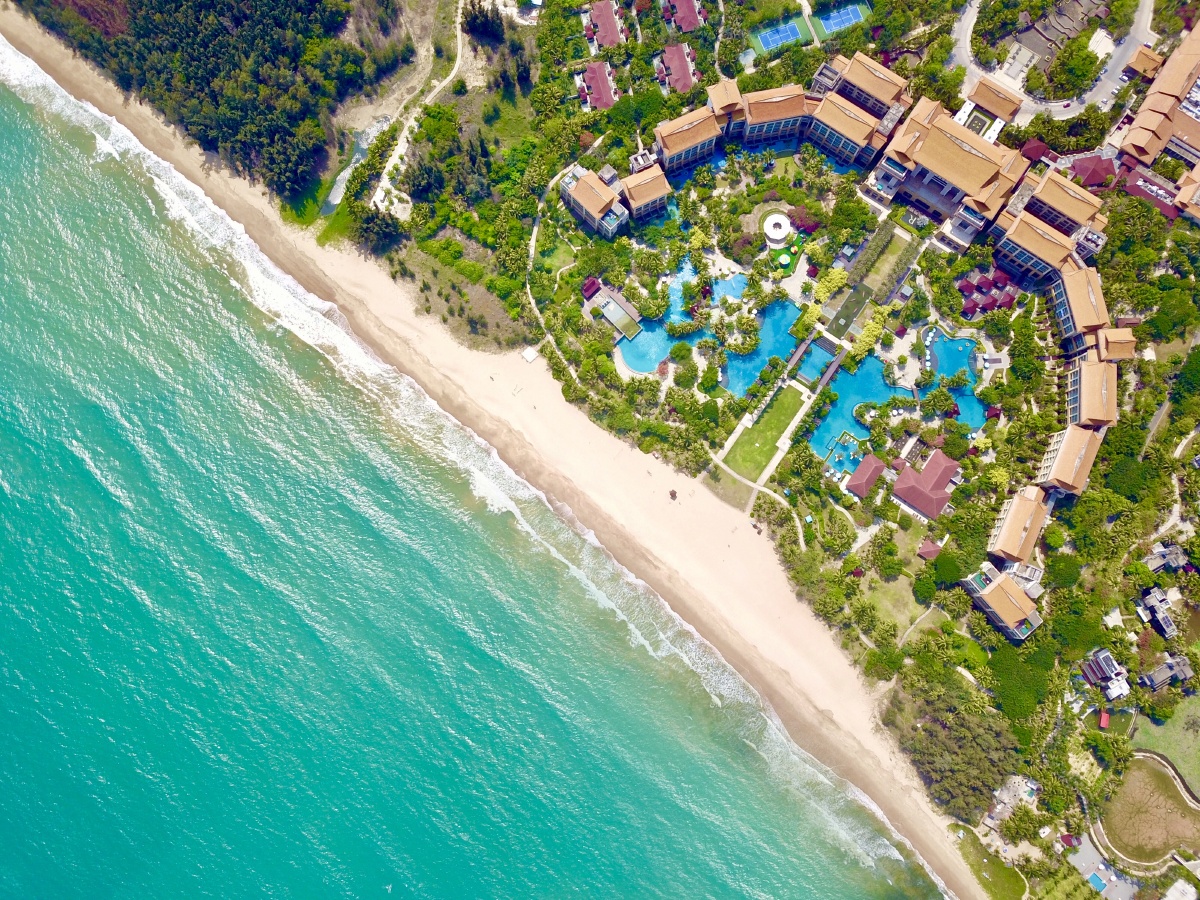 海棠湾国家海岸从空中鸟瞰沙滩