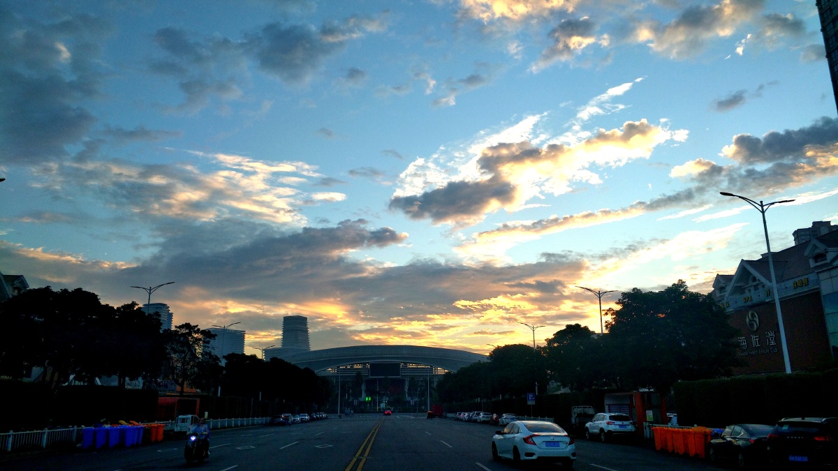 早安清晨日出厦门海沧城市