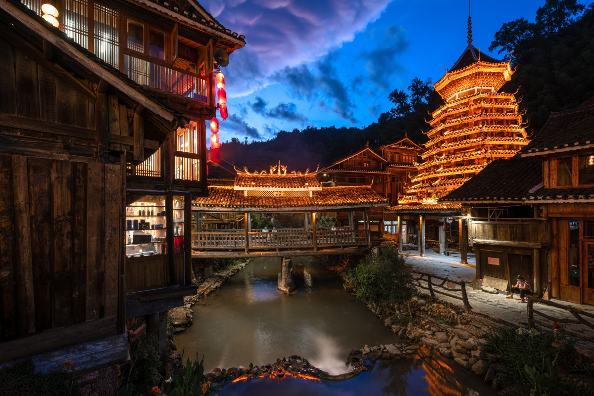 小桥,流水,人家图片拍摄于贵州省黔东南肇兴侗寨,接上一张图调整了一