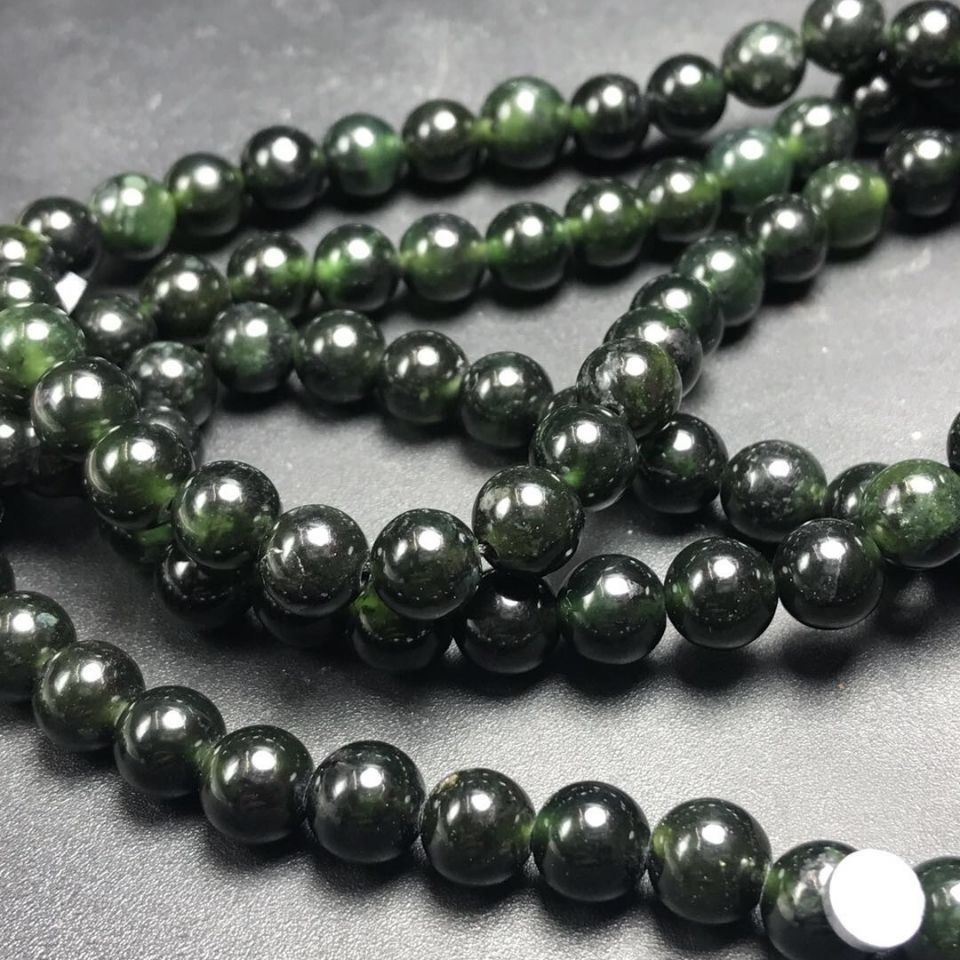 精品手串西藏药王石陨石佛珠墨绿精美绝伦