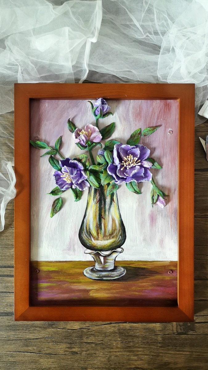 花瓶- 治愈浮雕绘画