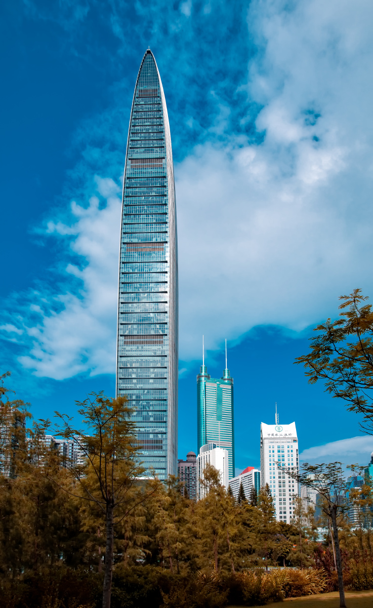 深圳荔枝公园仰望京基100大厦