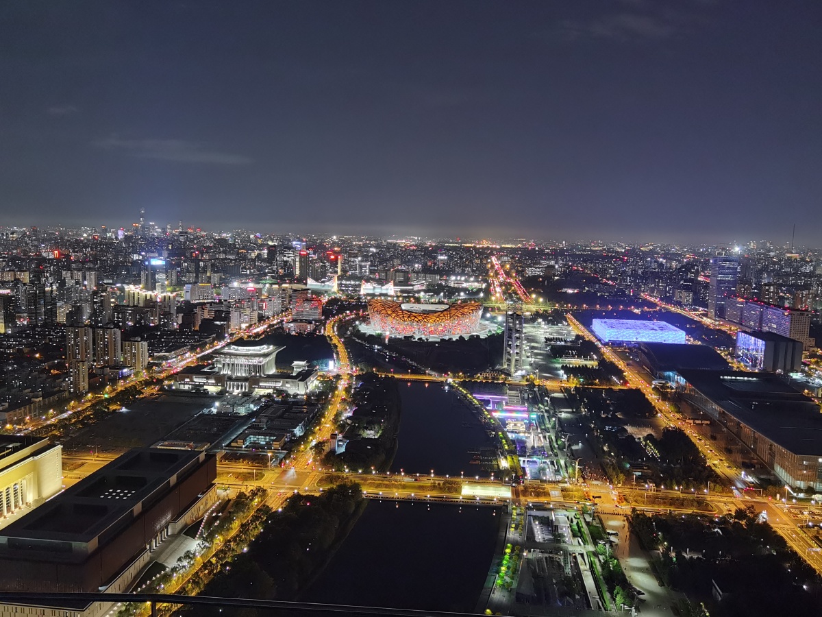 鸟巢水立方夜景高空鸟瞰高清