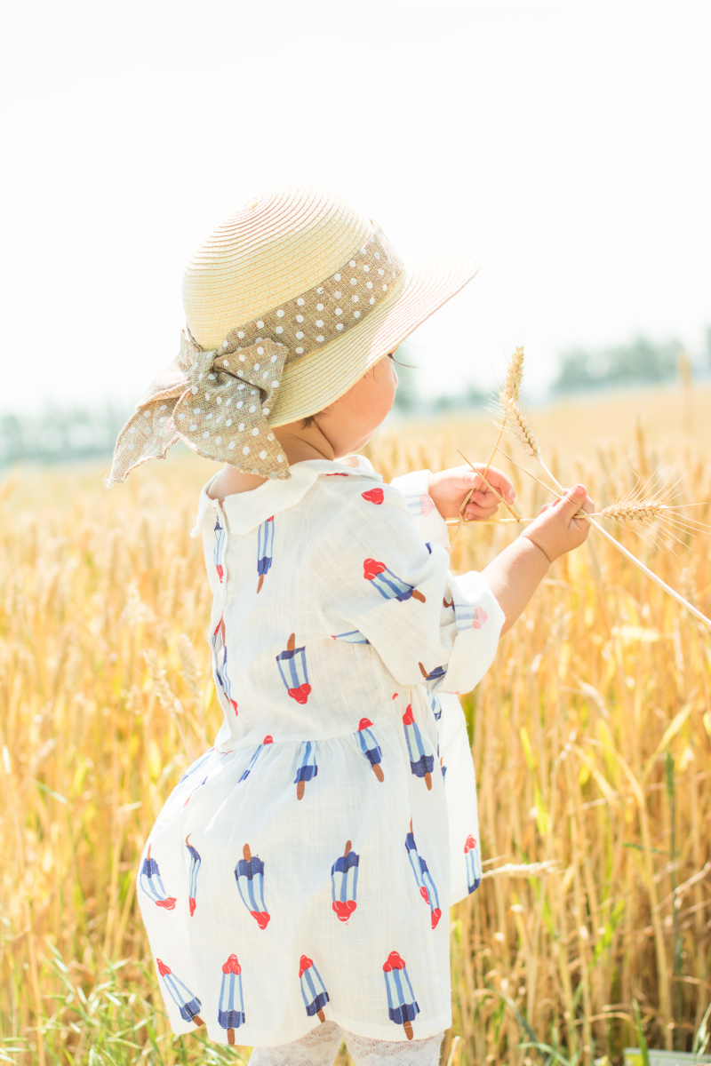 拾麦穗的小姑娘