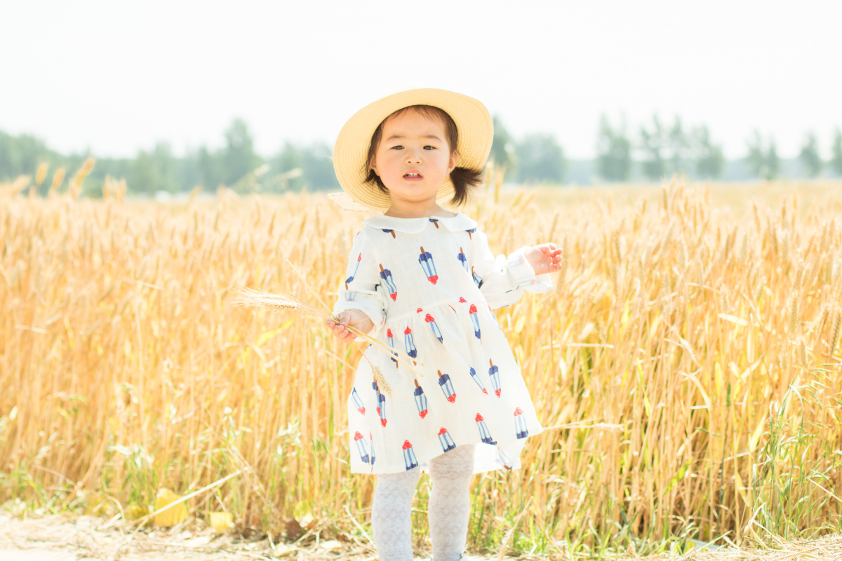 拾麦穗的小姑娘