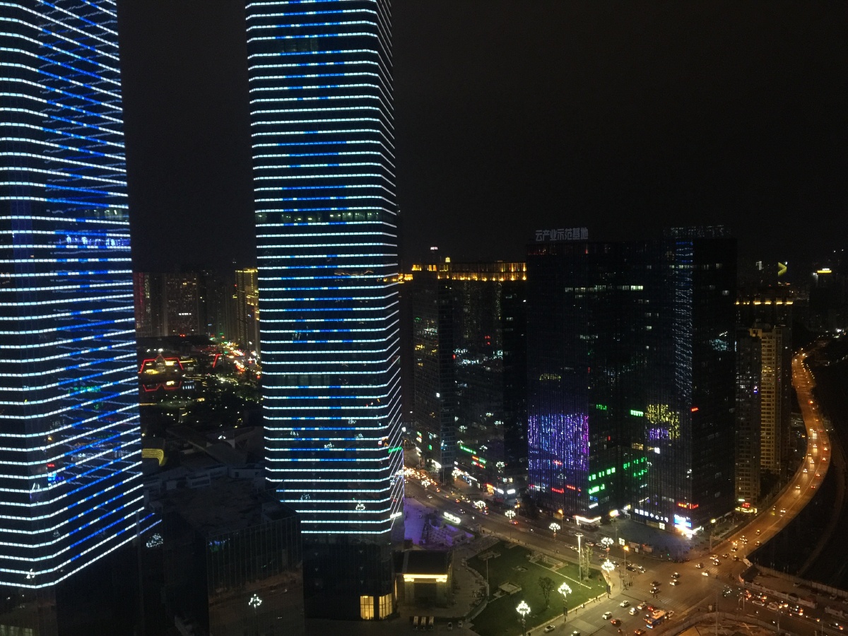 夜晚的花果园兰花广场