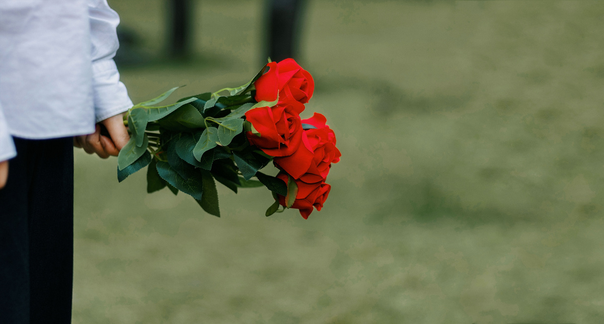 我将玫瑰藏于身后期盼着时刻与你赴约