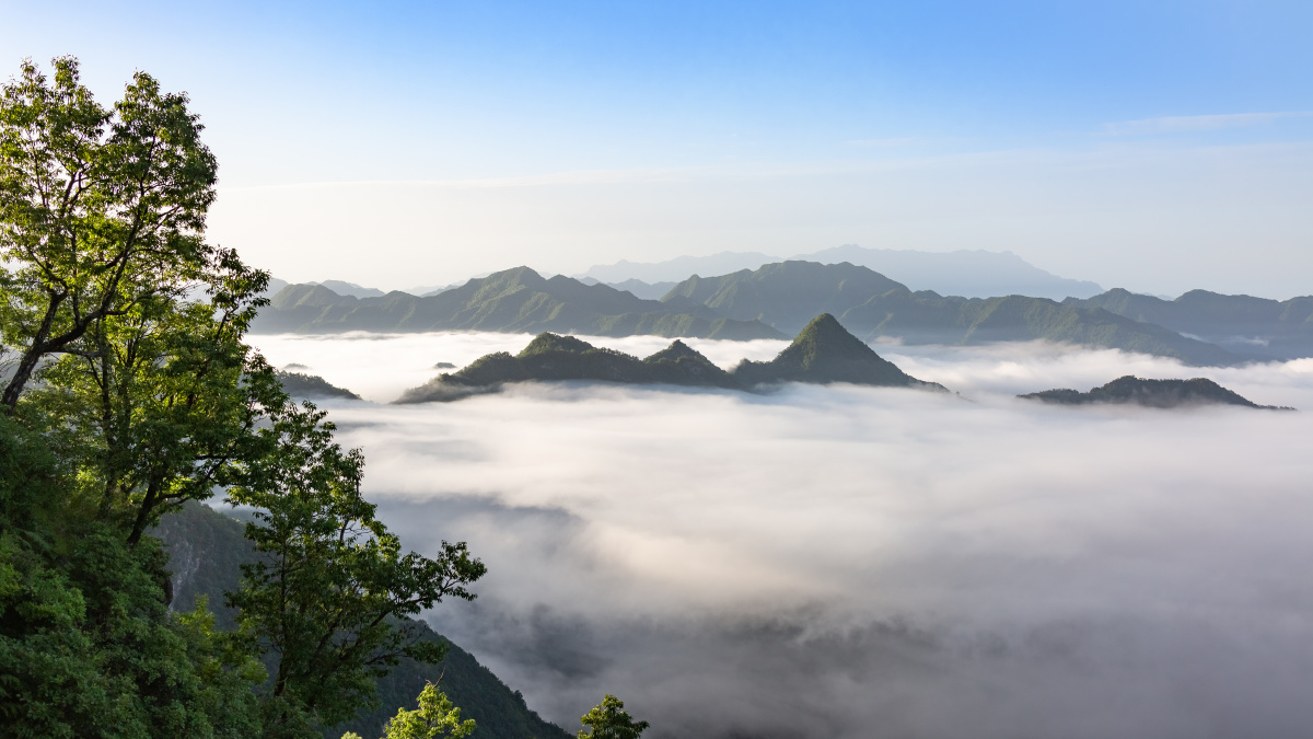 一组仲夏日出云海摄于陕西镇安塔云山海棠山