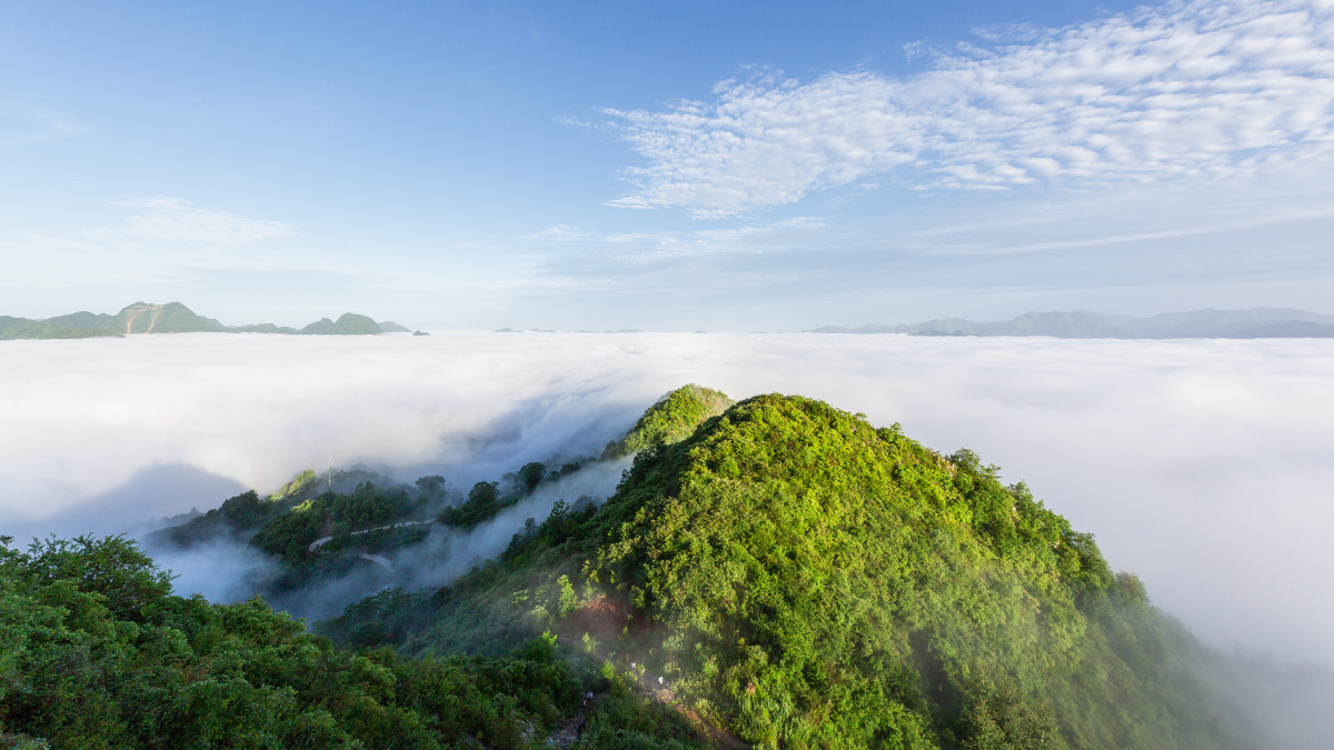 一组仲夏日出云海摄于陕西镇安塔云山海棠山