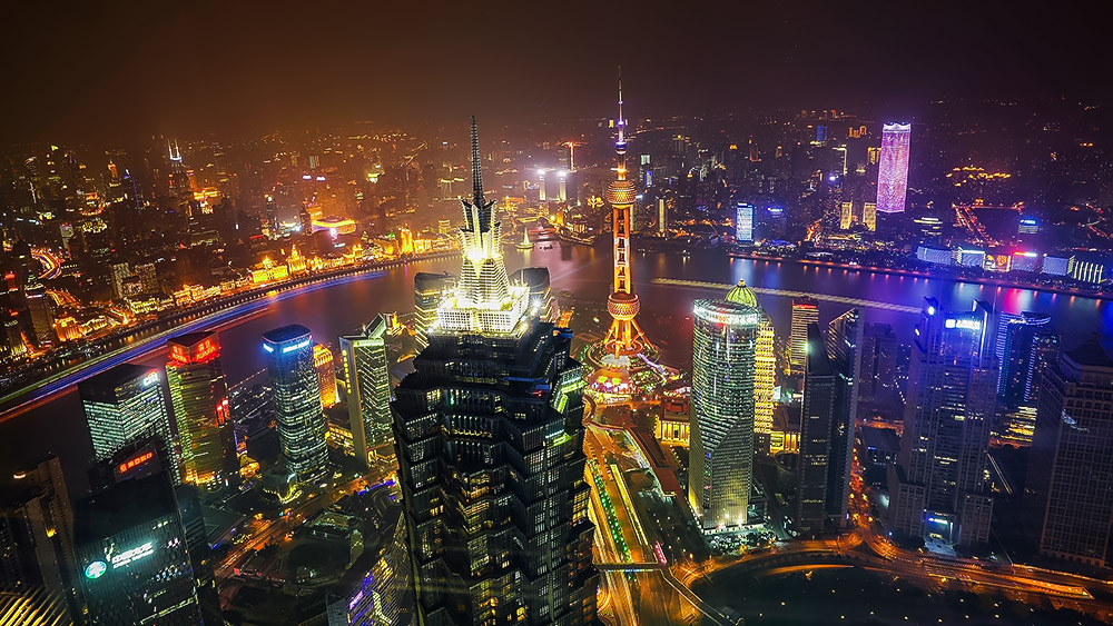 上海陆家嘴的傍晚