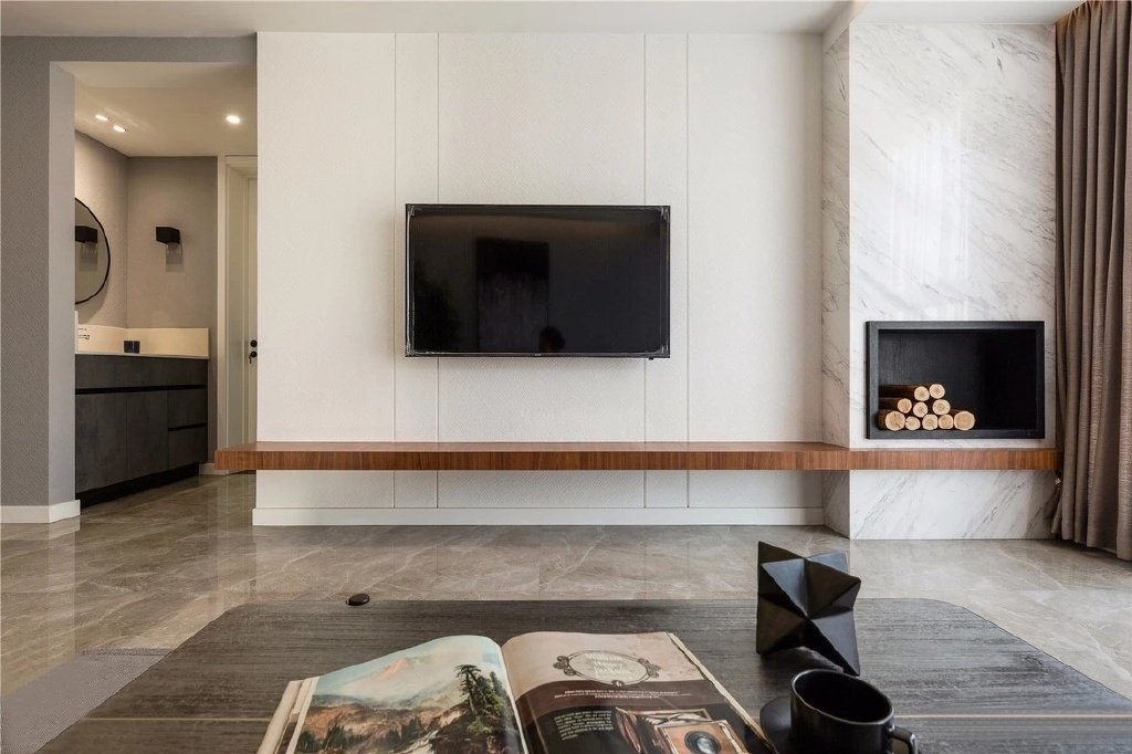 119平米现代简约风格装修设计无主灯搭配极简电视墙使得全屋格调更加