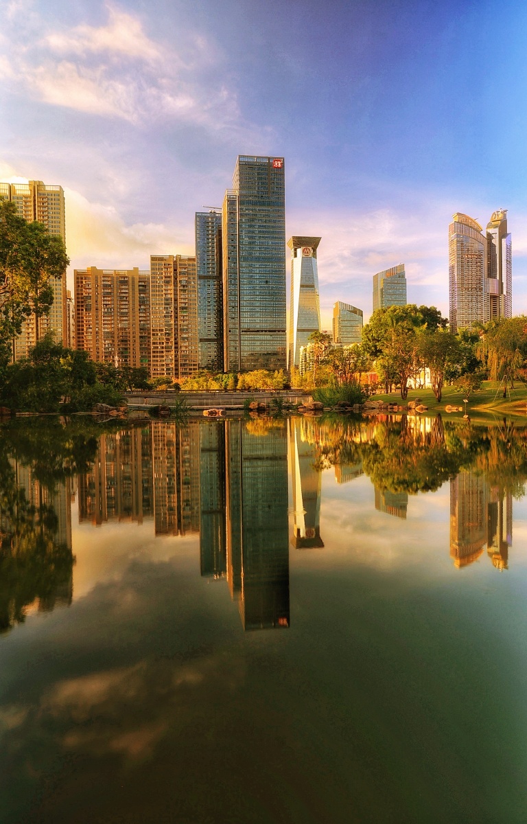 城市风景早安深圳香蜜公园