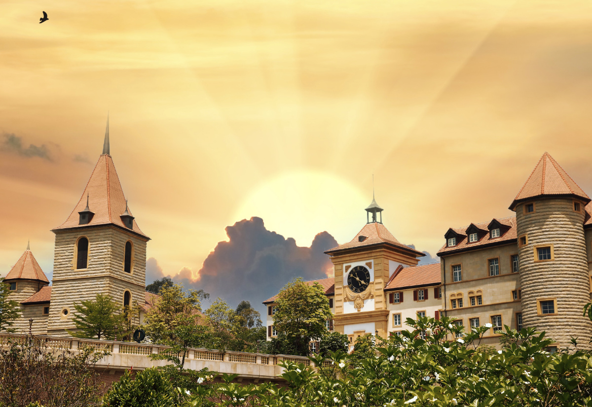 踏着七彩祥云的欧洲小镇东莞松山湖华为欧洲小镇