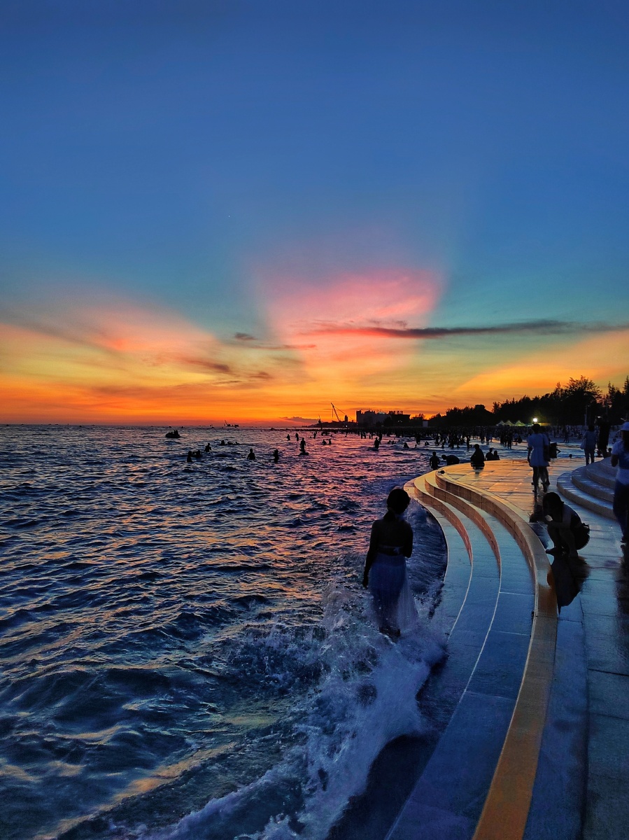 广西北海大海晚霞风景