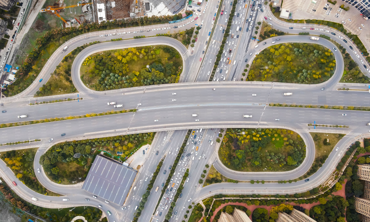 航拍西安南三环登高路立交桥
