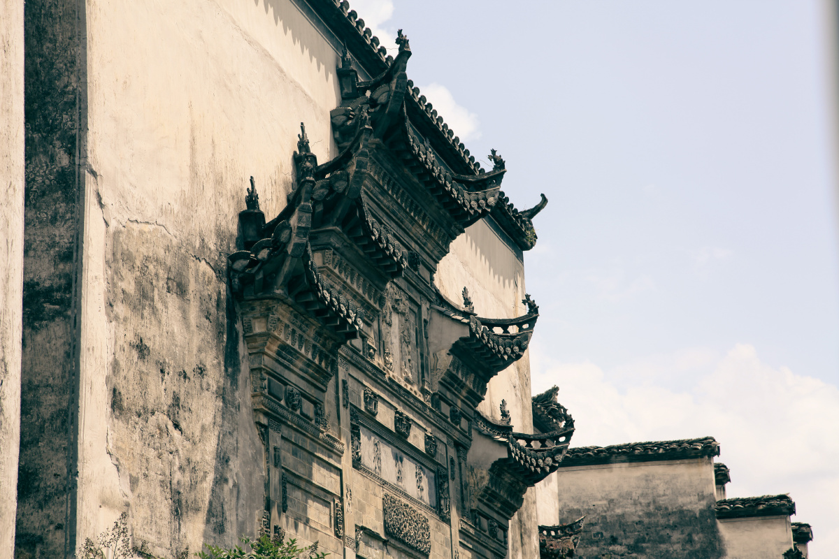 比较完整的古徽州建筑典型粉墙黛瓦马头墙风格古代典型江南民居风格