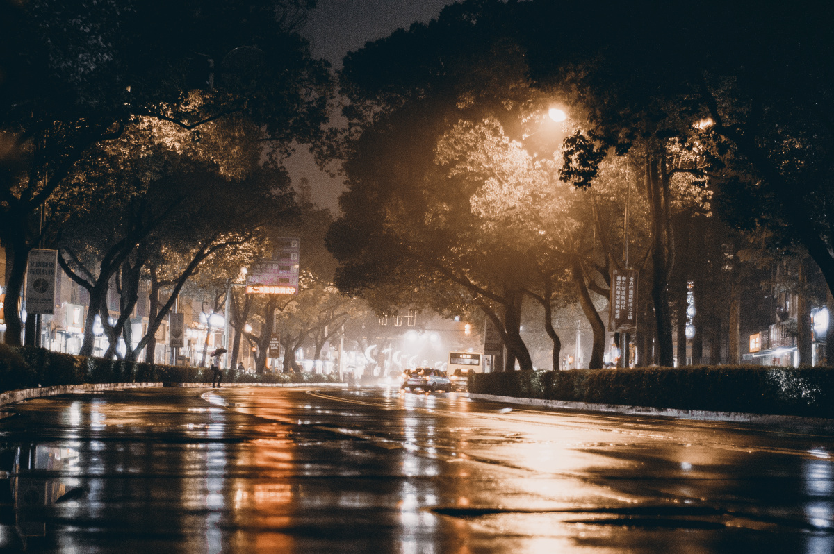 朦胧雨夜路